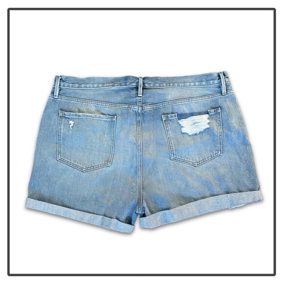 NWT Frame Denim Le Beau Distressed Cuffed Hem Jean Shorts in Elsey Rips - Picture 7 of 16